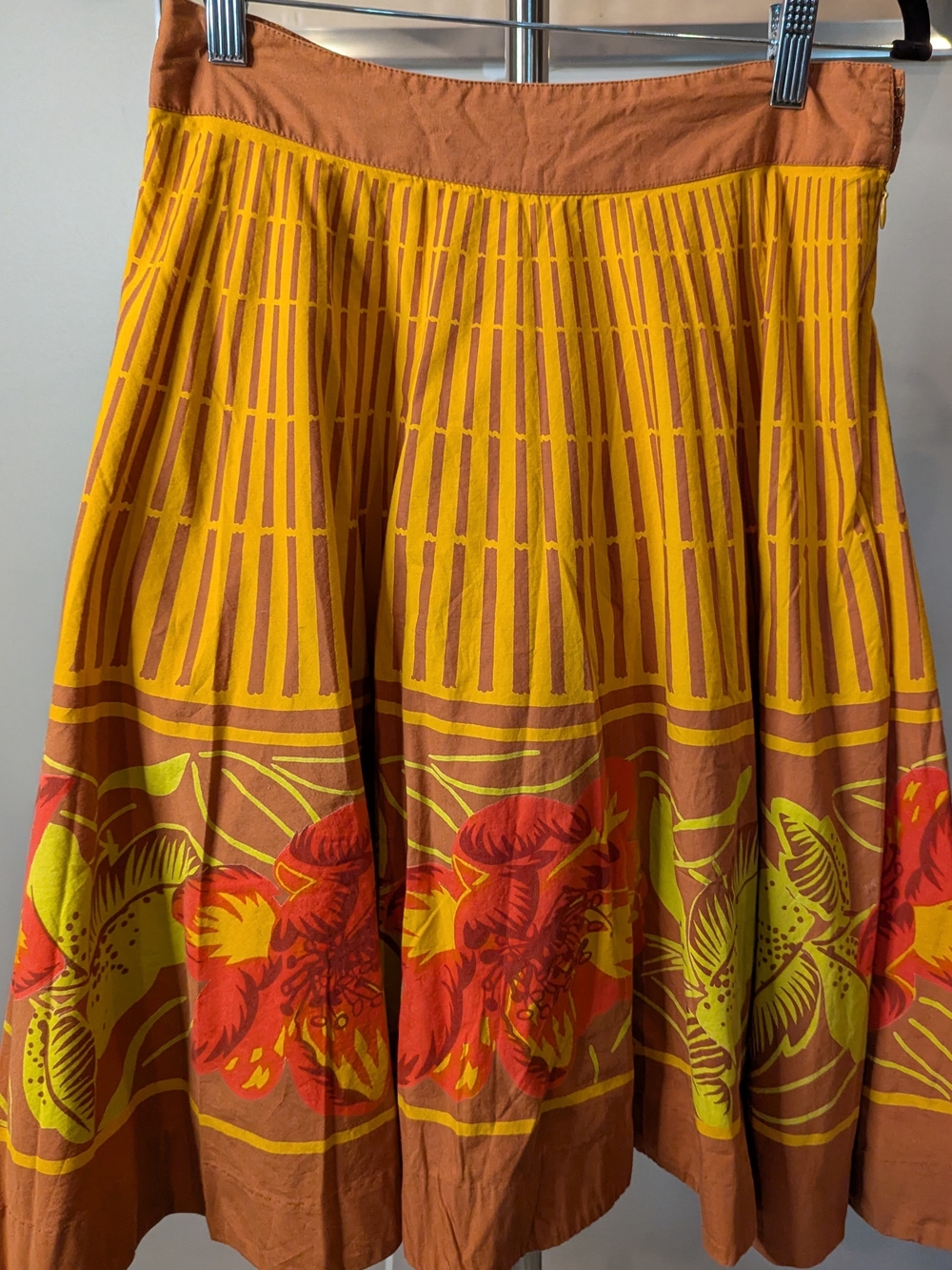 $40 Anthropologie Odille Size 6 Tropical Flower Swing Skirt EUC Fall Colors!